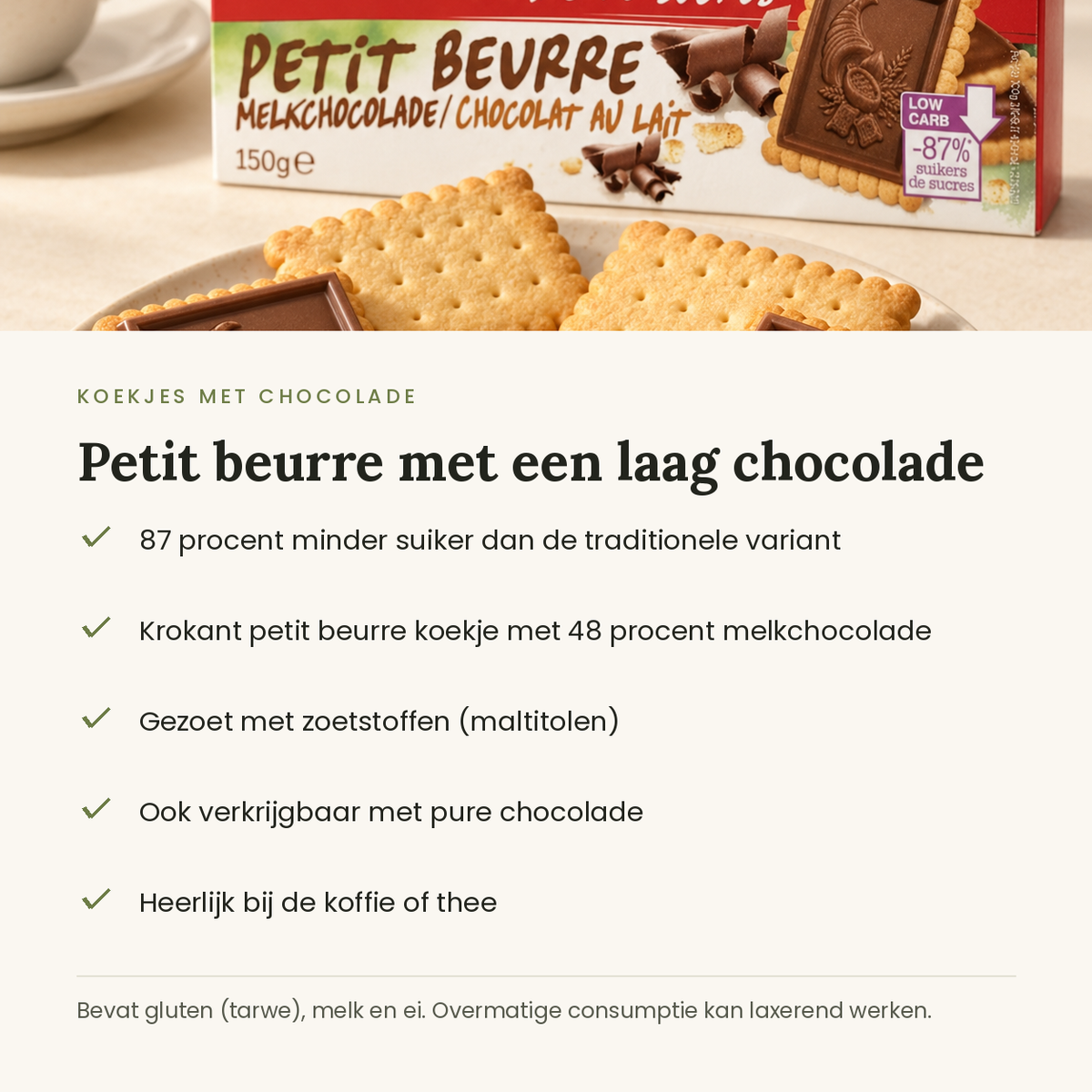 Petit beurre met chocolade kenmerken