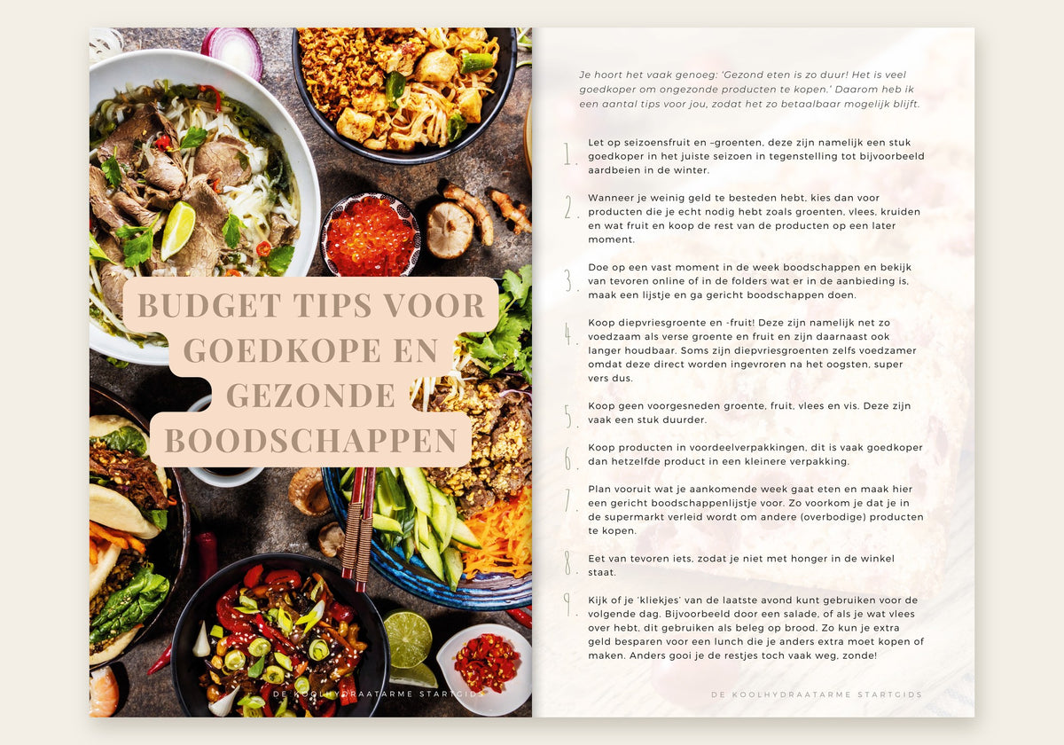 Koolhydraatarme Startgids inkijk: Budgettips voor koolhydraatarm eten
