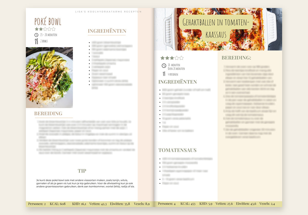 Koolhydraatarme Startgids inkijk: Recepten poke bowl en gehaktballen