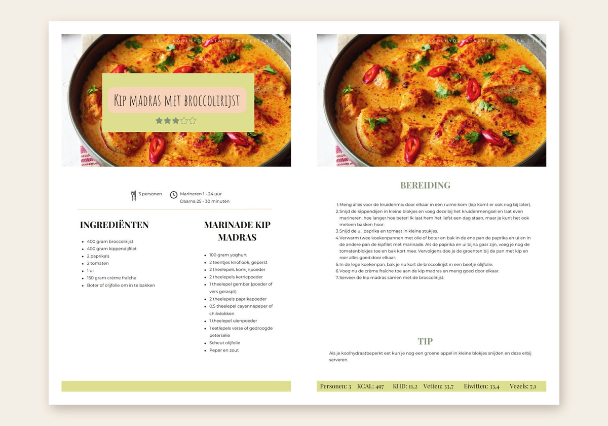Koolhydraatarme Startgids: kip madras met broccolirijst