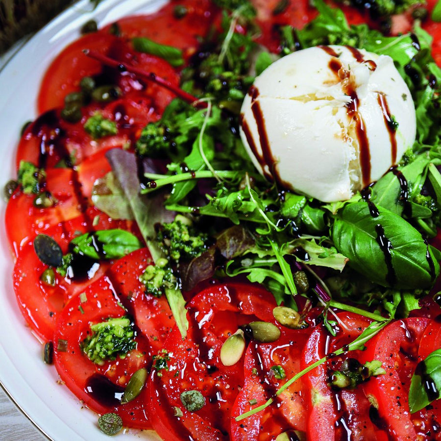 Tomatencarpaccio met burrata