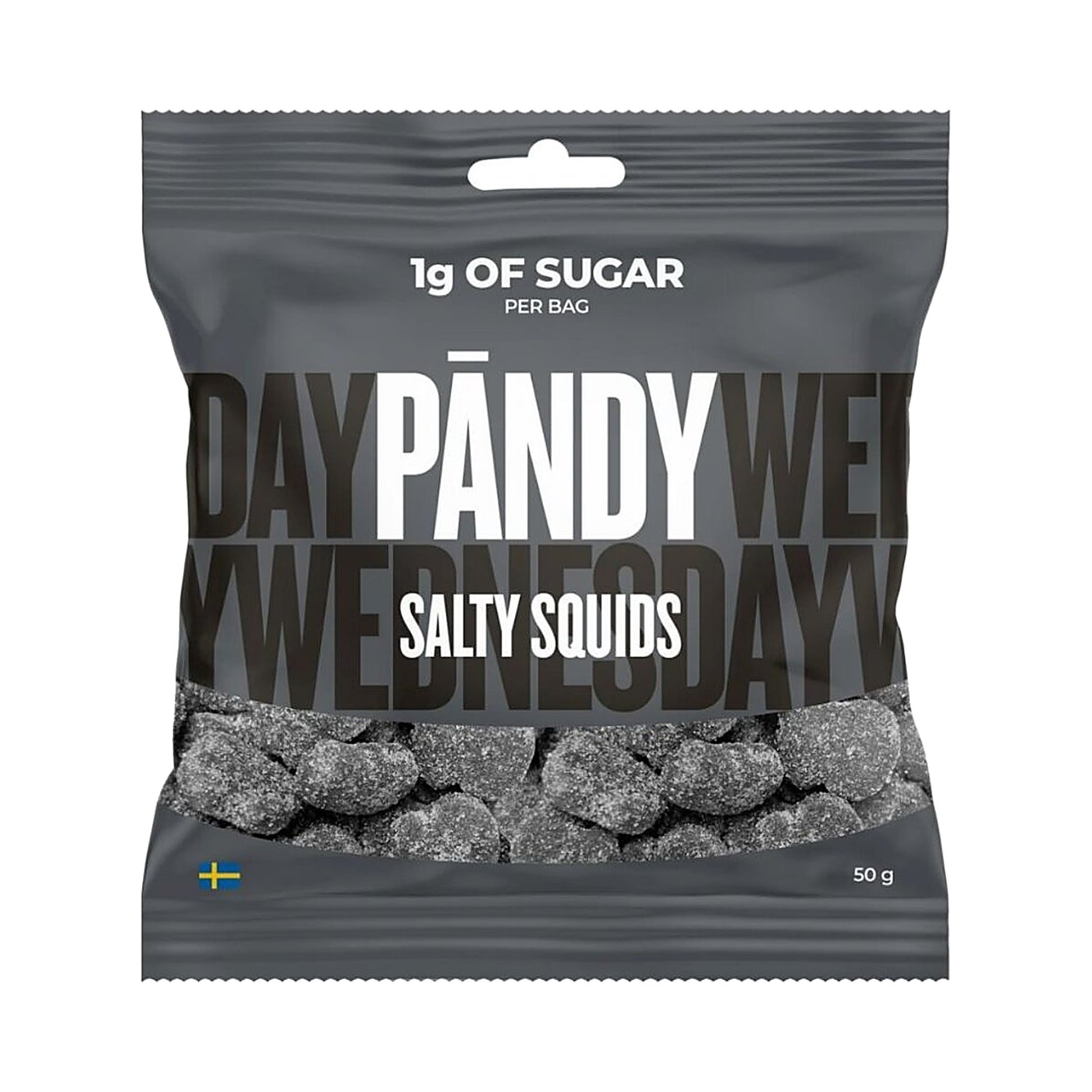 Zakje Pandy Salty Squids suikerarme zoute drop snoepjes