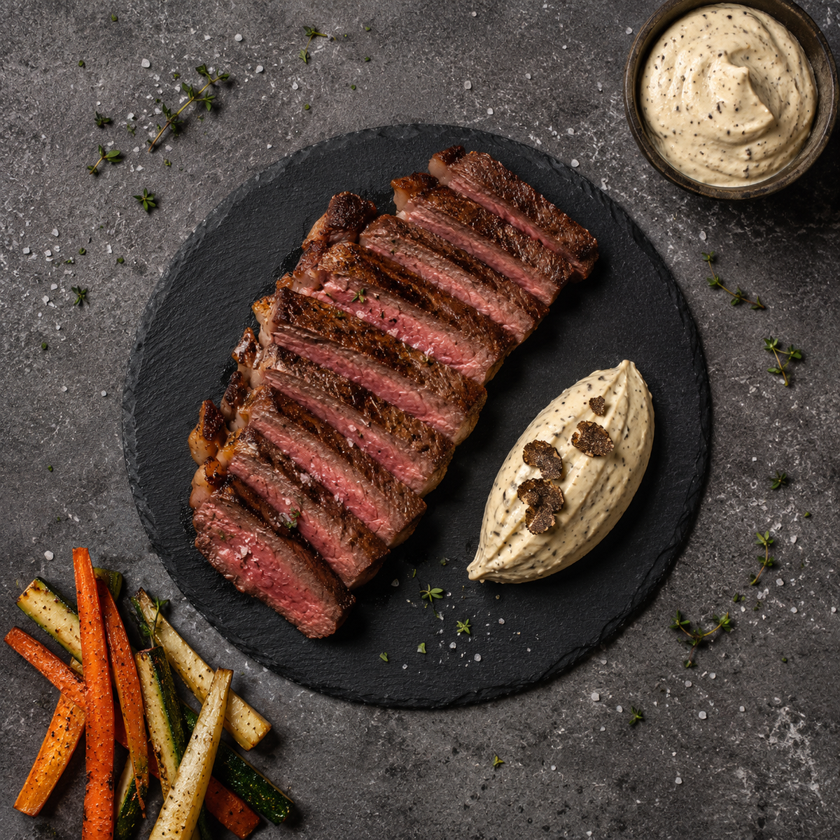Truffelmayo bij biefstuk