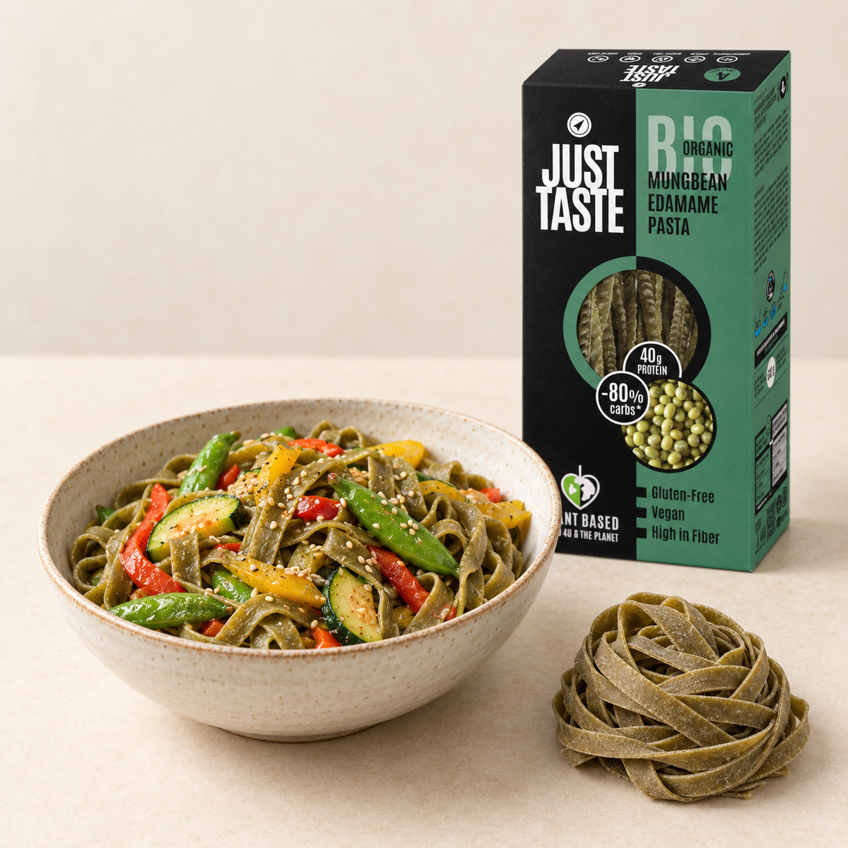 Mungo edamame pasta