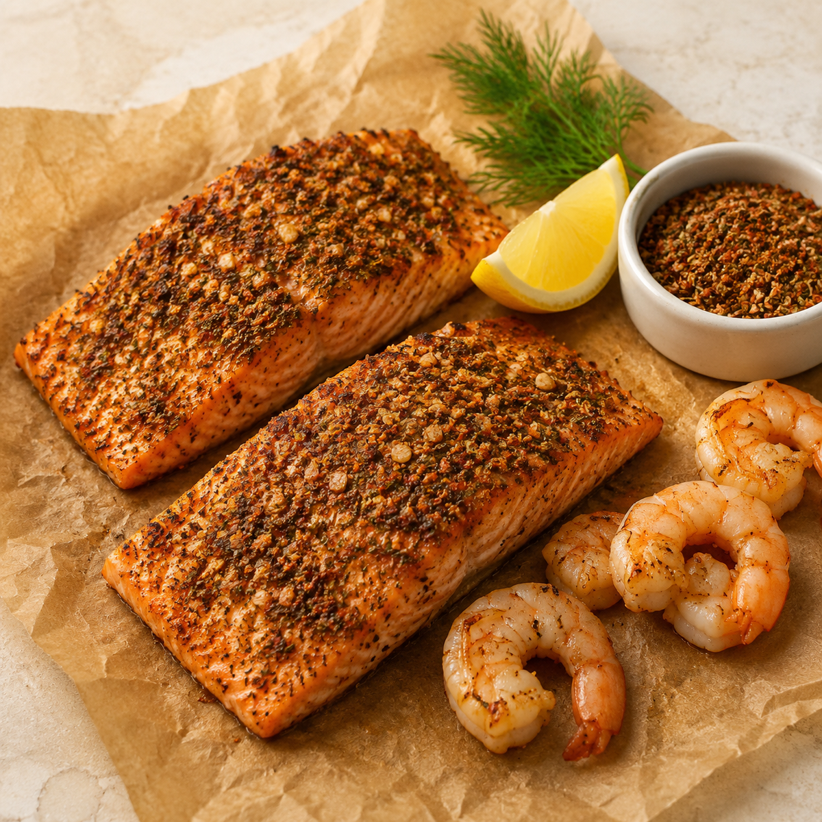 Zalm en garnalen met Lisa Kookt vis kruiden