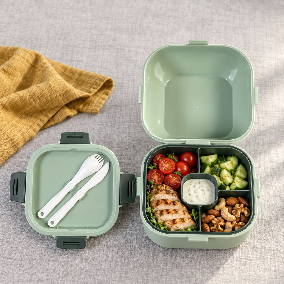 Lunchbox met vakjes