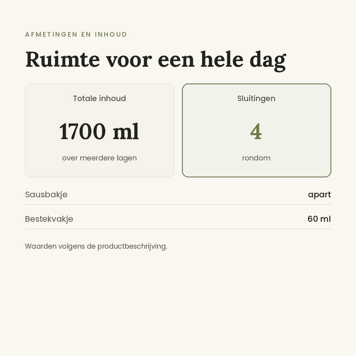 Lunchbox ruimte voor een hele dag