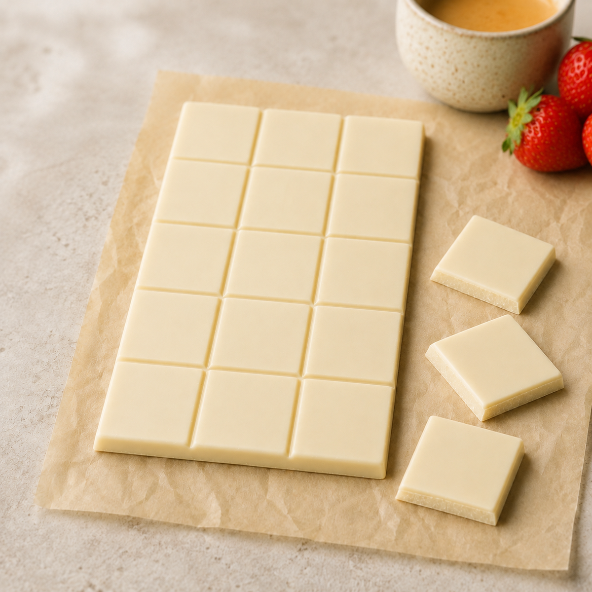 Witte chocolade reep gebroken