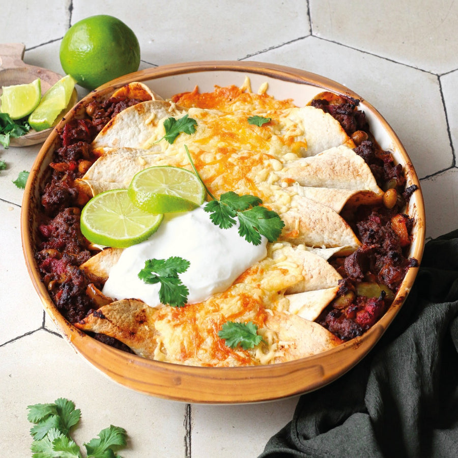 Enchiladas met gehakt en tomatensaus
