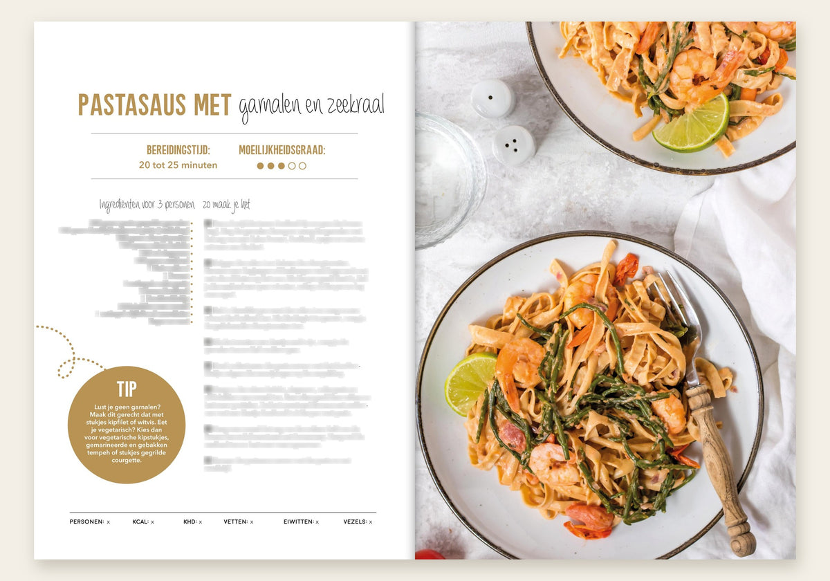 Lisa Kookt Koolhydraatarme Wereldgerechten inkijk: pastasaus met gamba's