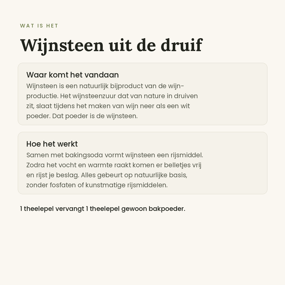 Wat is wijnsteen en hoe werkt wijnsteenbakpoeder