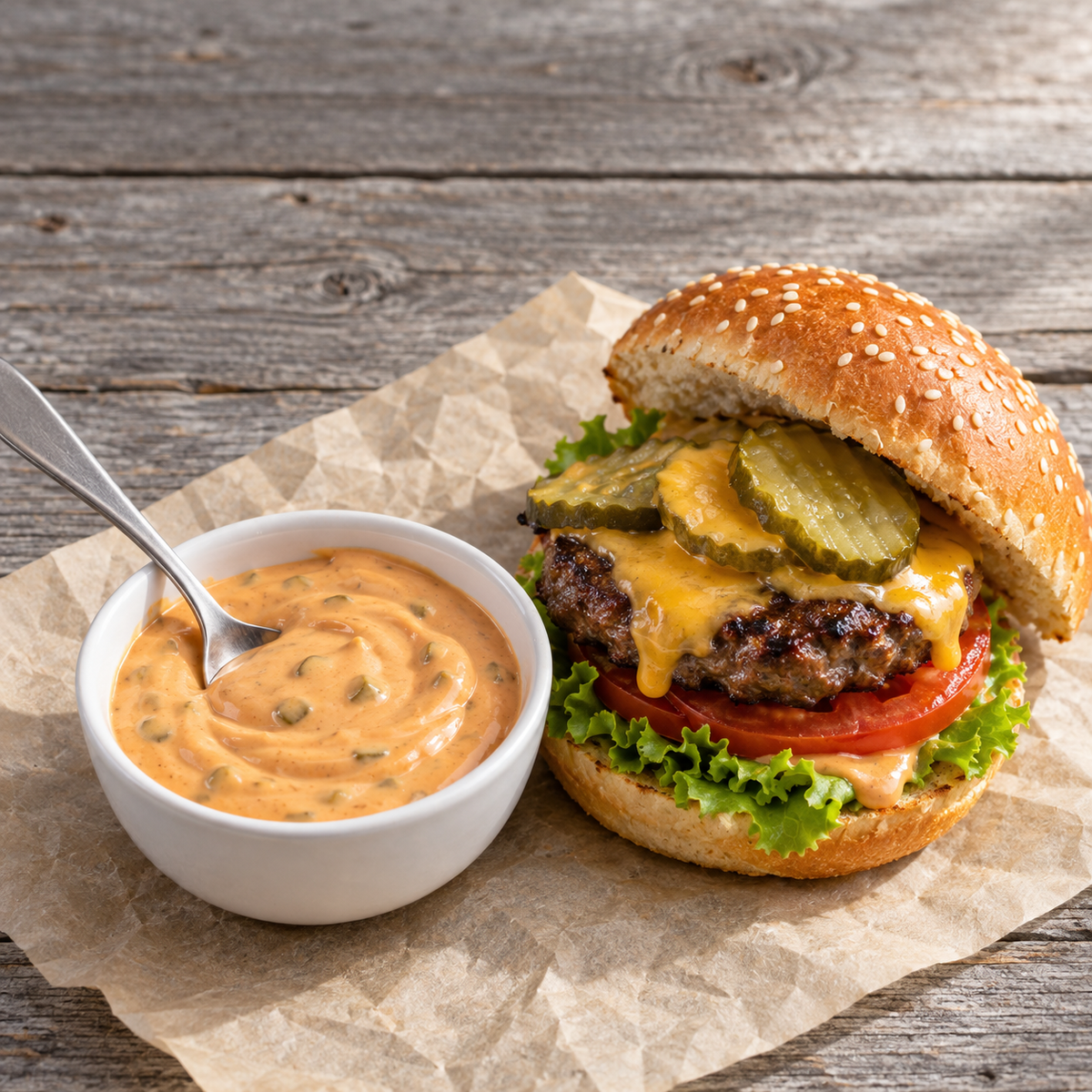 Burgersaus zero met hamburger