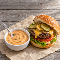Burgersaus zero met hamburger