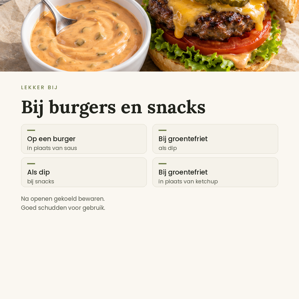 Burgersaus zero toepassingen
