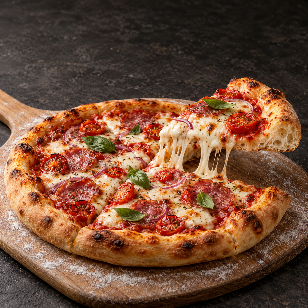 Proto Pizza belegd en gebakken