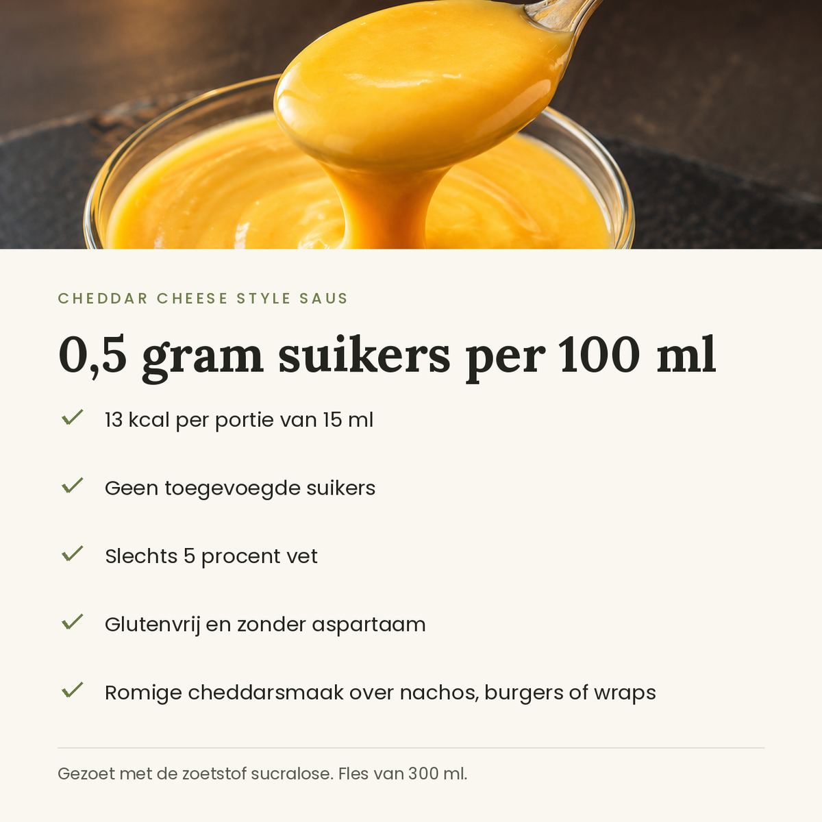 Cheddar Cheese Style Saus kenmerken