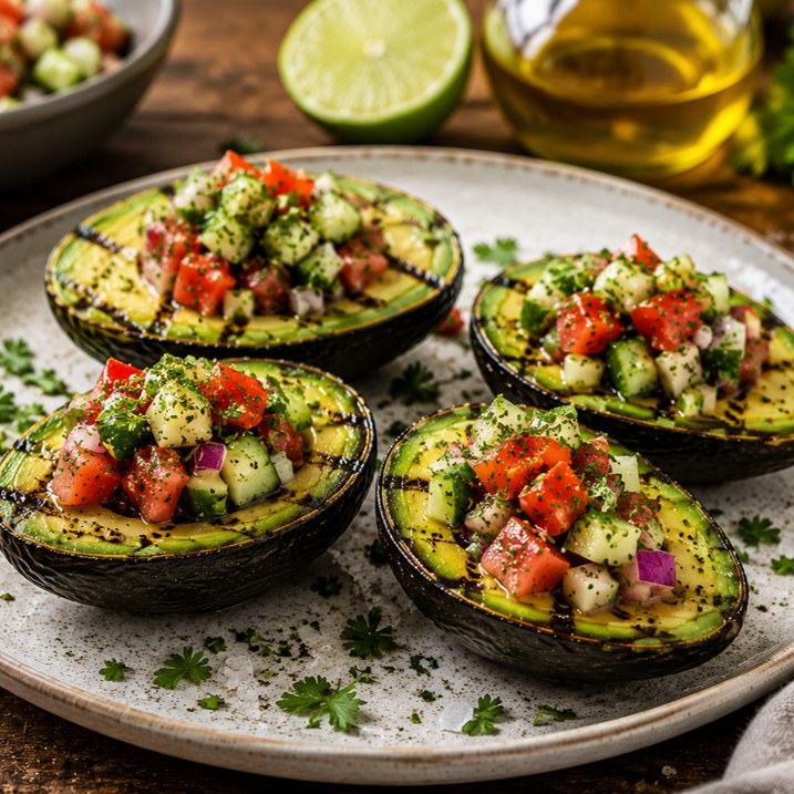 Gegrilde avocado met salsa
