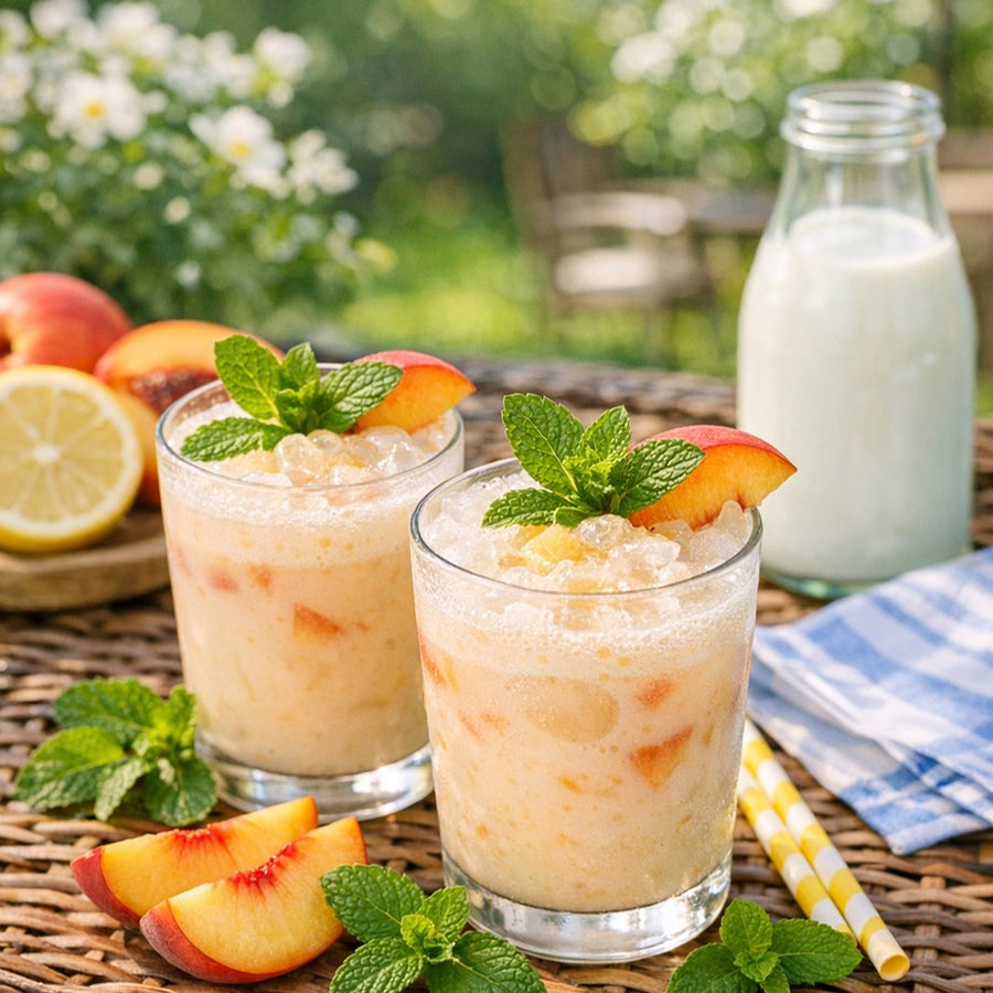 Zomerse melkkefir met perzik