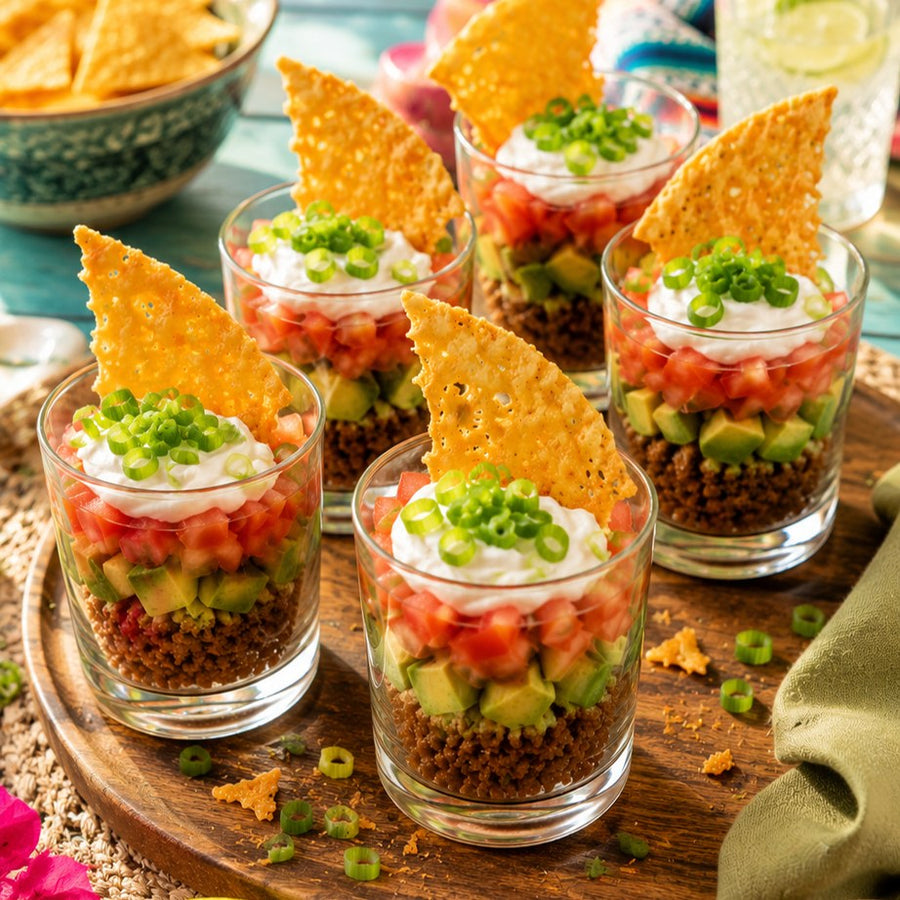 Mexicaanse glaasjes met kaasnacho's